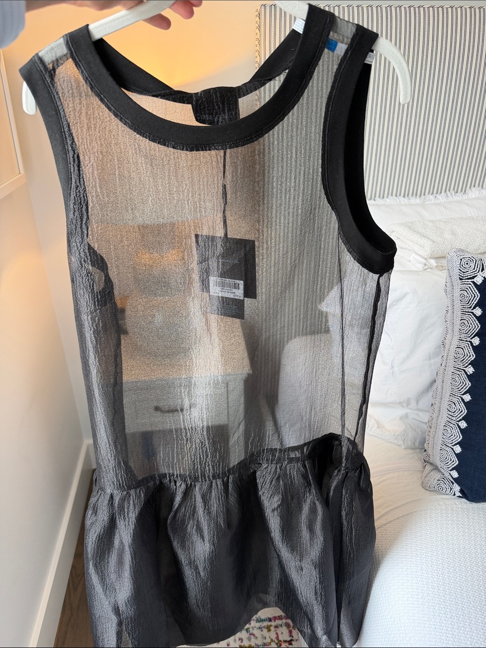 Sheer Black Sleeveless Peplum Dress